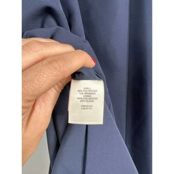 Eliza J Off The Shoulder Scuba Crepe Cocktail Dress Front Slit Navy Size: 6 NWOT - Picture 7 of 9